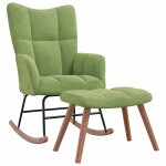 Vidaxl chaise  bascule avec repose - pied vert clair velours