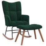 Vidaxl chaise � bascule avec repose - pied vert fonc� velours