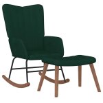 Vidaxl chaise  bascule avec repose - pied vert fonc velours