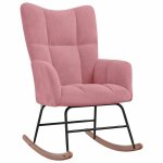 Vidaxl chaise � bascule rose velours