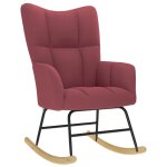 Vidaxl chaise � bascule rouge bordeaux tissu