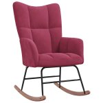Vidaxl chaise  bascule rouge bordeaux velours
