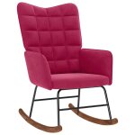 Vidaxl chaise � bascule rouge bordeaux velours