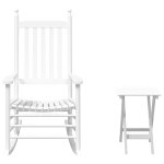 Vidaxl chaise � bascule avec table pliable blanc bois massif peuplier