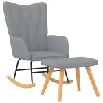 Vidaxl chaise  bascule avec tabouret gris clair tissu