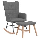 Vidaxl chaise  bascule avec tabouret gris fonc tissu