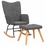 Vidaxl chaise � bascule avec tabouret gris fonc� tissu