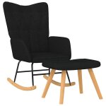 Vidaxl chaise  bascule avec tabouret jaune moutarde tissu