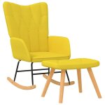 Vidaxl chaise � bascule avec tabouret jaune moutarde tissu