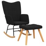 Vidaxl chaise  bascule avec tabouret noir tissu