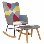 Vidaxl chaise � bascule avec tabouret patchwork tissu