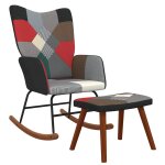 Vidaxl chaise � bascule avec tabouret patchwork tissu
