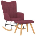 Vidaxl chaise  bascule avec tabouret rouge bordeaux tissu
