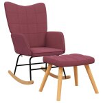 Vidaxl chaise � bascule avec tabouret rouge bordeaux tissu