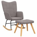 Vidaxl chaise  bascule avec tabouret taupe tissu