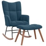Vidaxl chaise � bascule avec tabouret en velours bleu