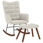 Vidaxl chaise � bascule avec tabouret en velours cr�me