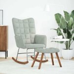 Vidaxl chaise � bascule avec tabouret en velours gris clair