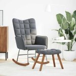 Vidaxl chaise � bascule avec tabouret en velours gris fonc�