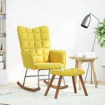 Vidaxl chaise � bascule avec tabouret en velours jaune