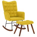 Vidaxl chaise � bascule avec tabouret en velours jaune