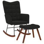Vidaxl chaise � bascule avec tabouret en velours noir