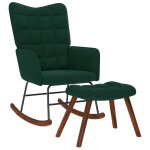 Vidaxl chaise � bascule avec tabouret en velours vert fonc�