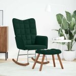 Vidaxl chaise � bascule avec tabouret en velours vert fonc�