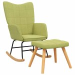 Vidaxl chaise � bascule avec tabouret vert tissu
