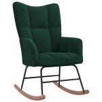 Vidaxl chaise � bascule vert fonc� velours
