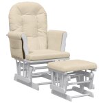Vidaxl chaise berçante avec repose - pied blanc crème tissu Vidaxl chaise berçante avec repose - pied blanc crème tissu