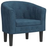 Vidaxl chaise cabriolet bleu fonc velours