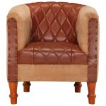 Vidaxl chaise cabriolet marron cuir v�ritable bois de manguier massif