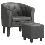 Vidaxl chaise cabriolet avec repose - pied gris similicuir