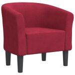 Vidaxl chaise cabriolet rouge bordeaux velours