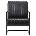 Vidaxl chaise de canapé cantilever noir cuir véritable Vidaxl chaise de canapé cantilever noir cuir véritable