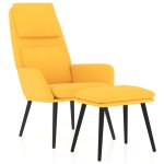 Vidaxl chaise de d�tente et repose - pied jaune moutarde tissu