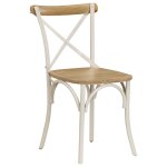 Vidaxl chaises  dossier crois lot de 2 blanc bois de manguier solide