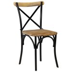 Vidaxl chaises � dossier crois� lot de 2 noir bois de manguier solide