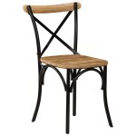Vidaxl chaises  dossier crois lot de 6 noir bois de manguier massif