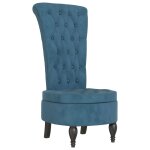 Vidaxl chaise à dossier haut bleu velours conception de bouton Vidaxl chaise à dossier haut bleu velours conception de bouton