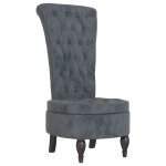 Vidaxl chaise à dossier haut gris foncé velours conception de bouton Vidaxl chaise à dossier haut gris foncé velours conception de bouton
