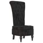 Vidaxl chaise à dossier haut noir velours conception de bouton Vidaxl chaise à dossier haut noir velours conception de bouton