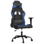 Vidaxl chaise de jeu de massage noir et bleu similicuir