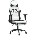 Vidaxl chaise de jeu de massage avec repose - pied blanc&noir similicuir