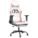 Vidaxl chaise de jeu de massage avec repose - pied blanc rose similicuir Vidaxl chaise de jeu de massage avec repose - pied blanc rose similicuir