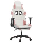 Vidaxl chaise de jeu de massage avec repose - pied blanc&rose similicuir