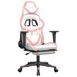 Vidaxl chaise de jeu de massage avec repose - pied blanc&rose similicuir