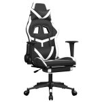 Vidaxl chaise de jeu de massage avec repose - pied noir&blanc similicuir