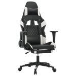 Vidaxl chaise de jeu de massage avec repose - pied noir&blanc similicuir